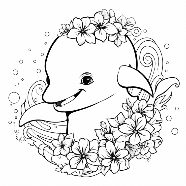 Ausmalbild Fröhlicher Delphin