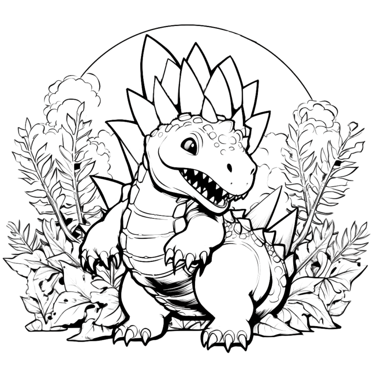 Coloring picture Happy Godzilla