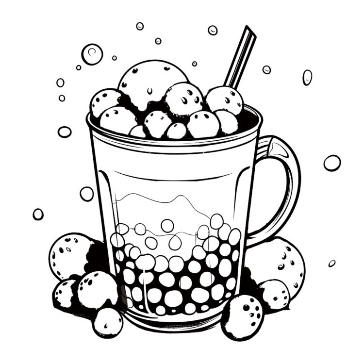 Frosty bubble tea coloring page