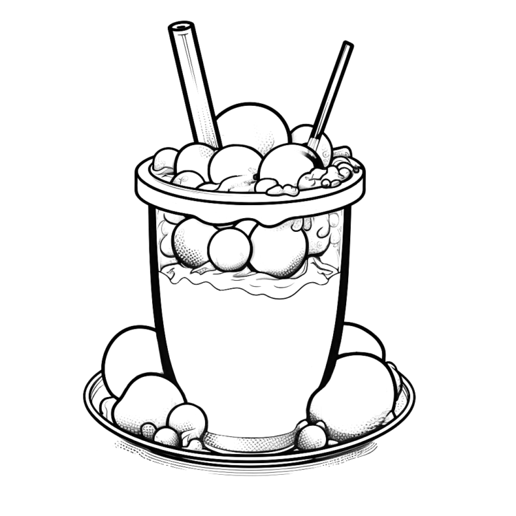 Coloring picture Frosty sip of bubble tea