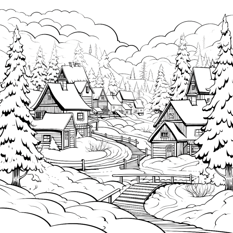 Frosty winter coloring page