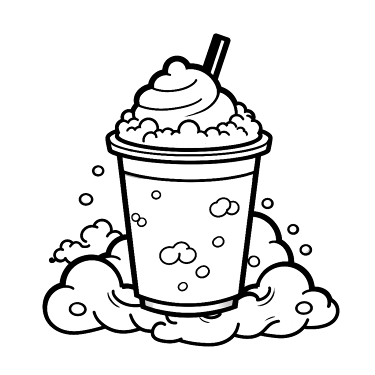 Frosty bubble tea coloring page