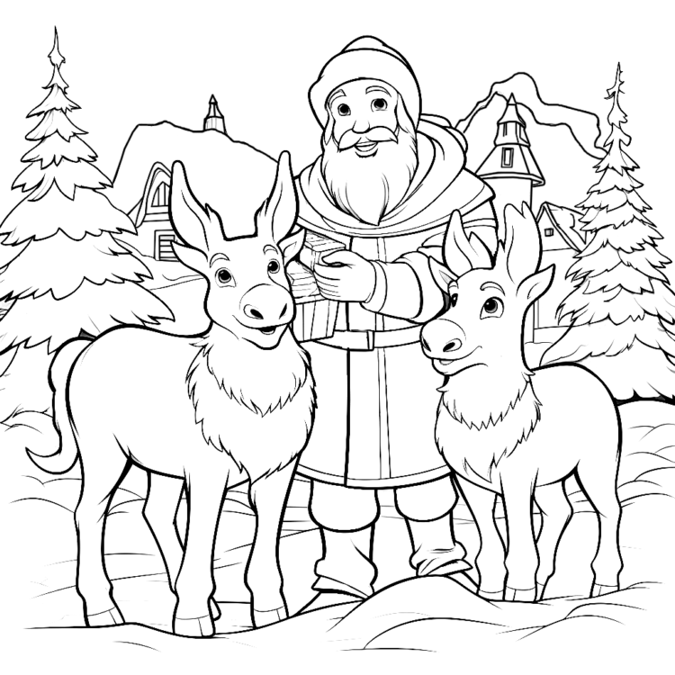 Dibujo para colorear Cuidando a San Nicolás