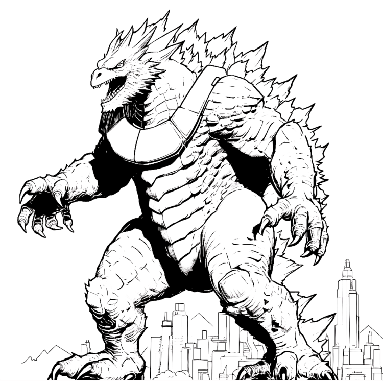 Fearsome Godzilla coloring page