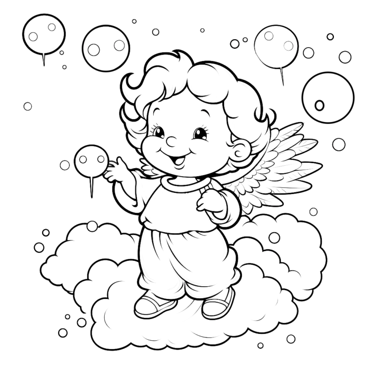 Página para colorear del ángel alado
