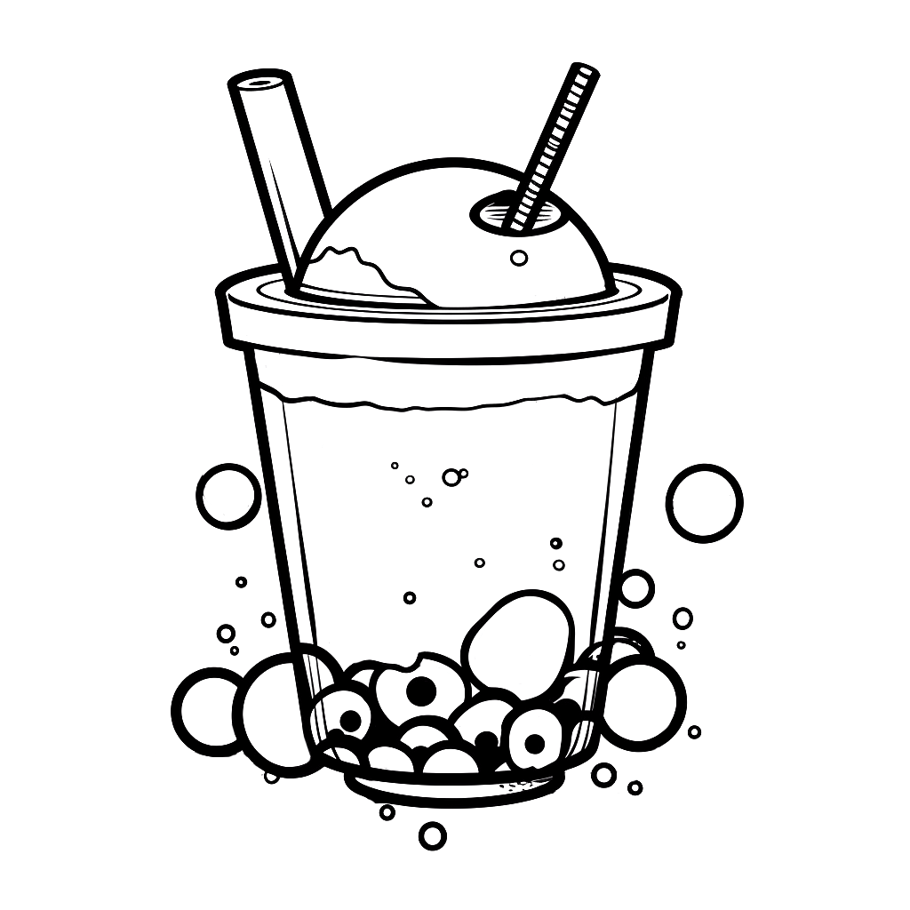 "Gemütlicher Bubble Tea" Ausmalbild - kostenlos herunterladen