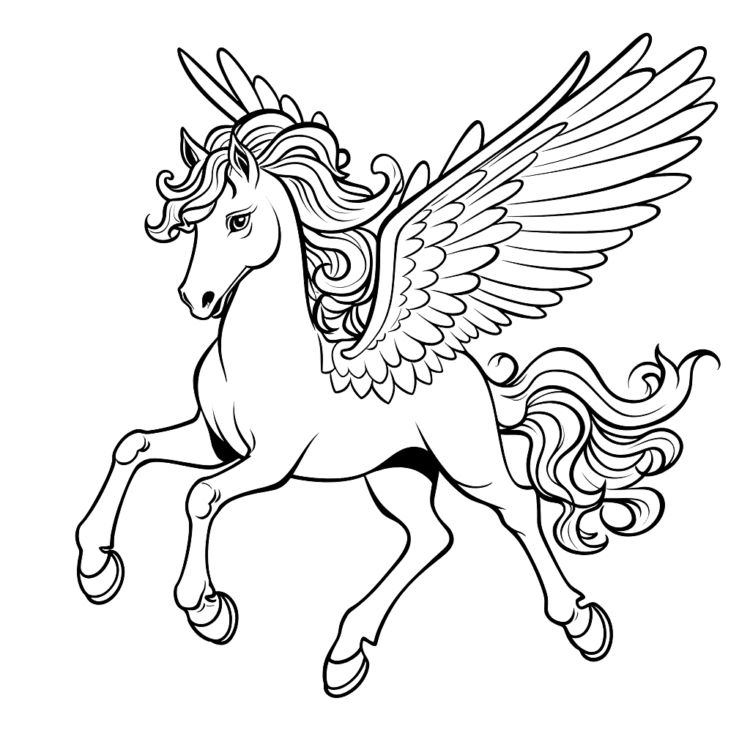 Glittering Pegasus coloring page