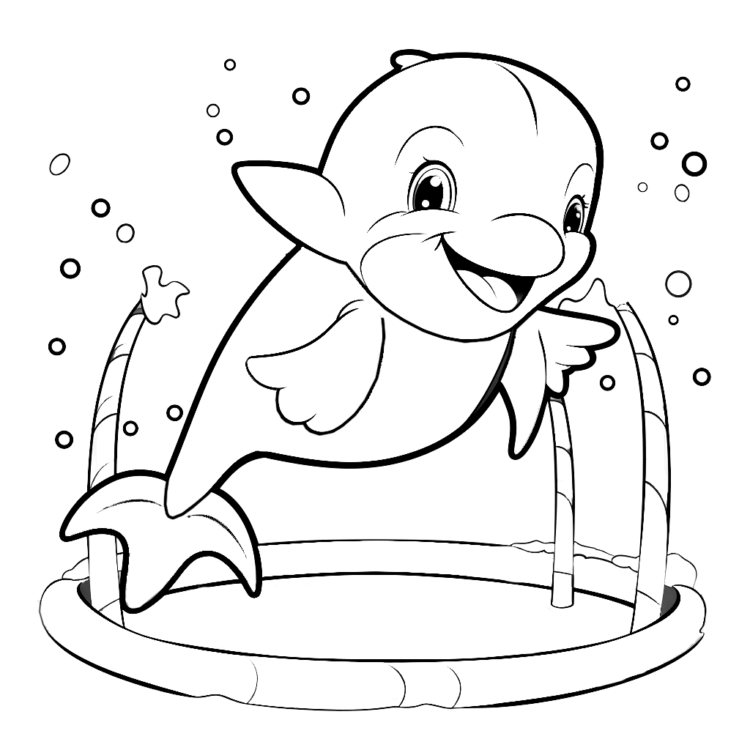 Ausmalbild Glücklicher Delphin
