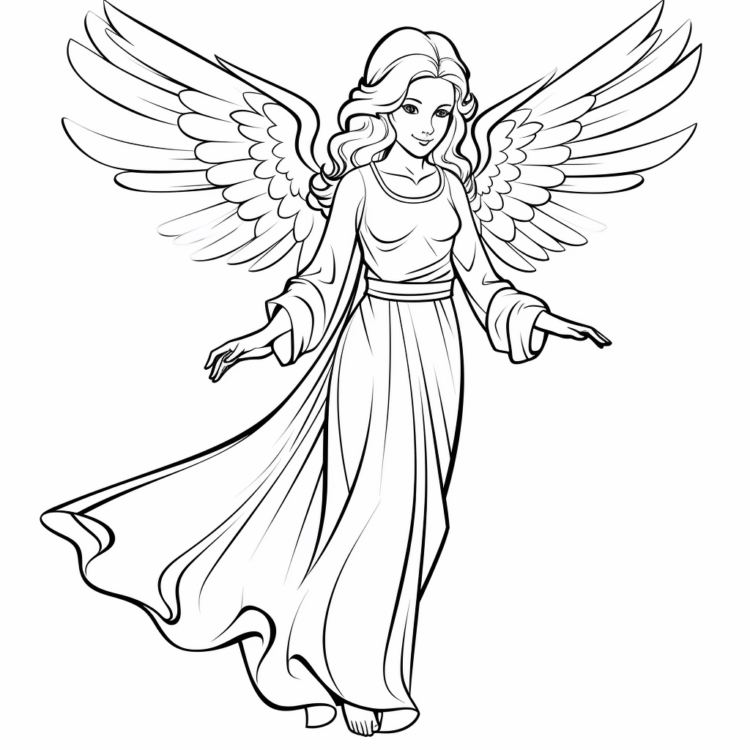 Coloring page Divine Seraphic Angel