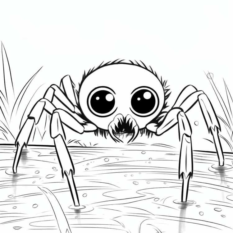 Dibujo para colorear araña de ojos grandes