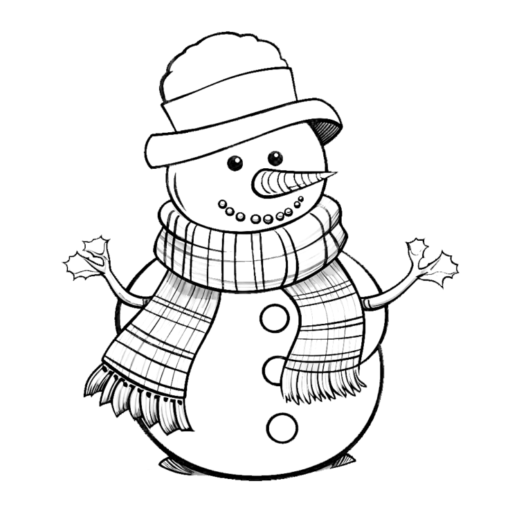 Ausmalbild Großer Schneemann