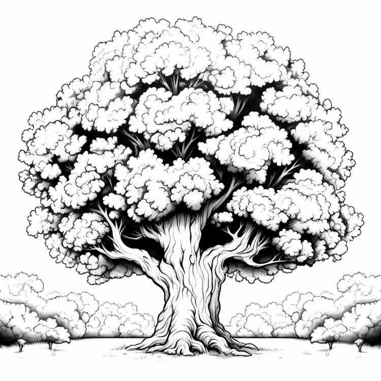Ausmalbild Großer stabiler Baum