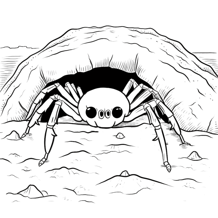 Página para colorear de la araña insidiosa