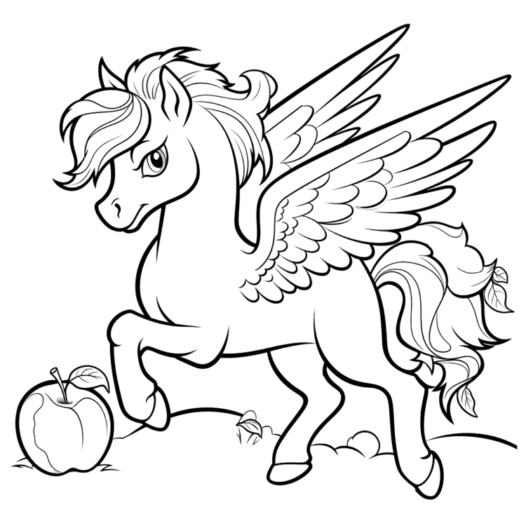 Dibujo para colorear Alegre Pegaso