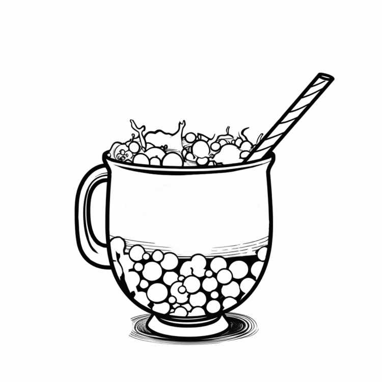 Dibujo para colorear Precioso té de burbujas