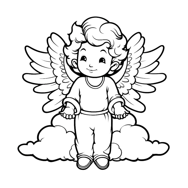 Coloring picture Heavenly blessing angel