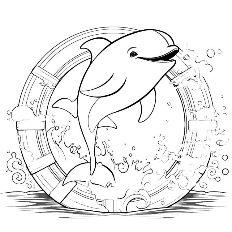 Ausmalbild Hoop und Delphin