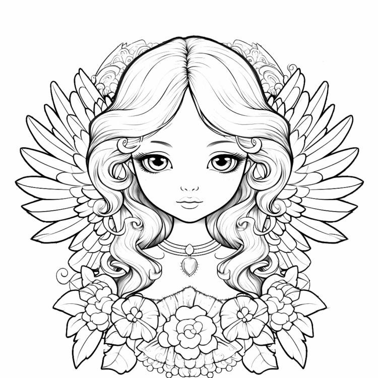 Dibujo para colorear Ángel bonito