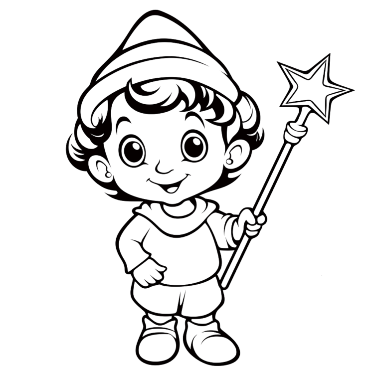 Coloring picture child with star stick