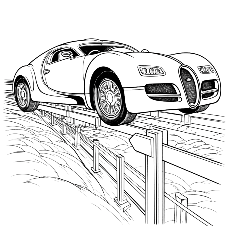 Dibujo para colorear negrita coche Bugatti
