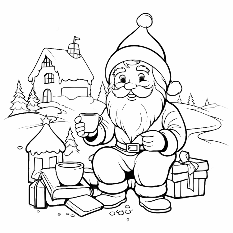 Coloring picture smiling St. Nicholas