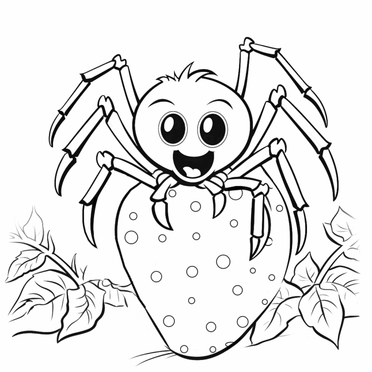 Smiling spider coloring page