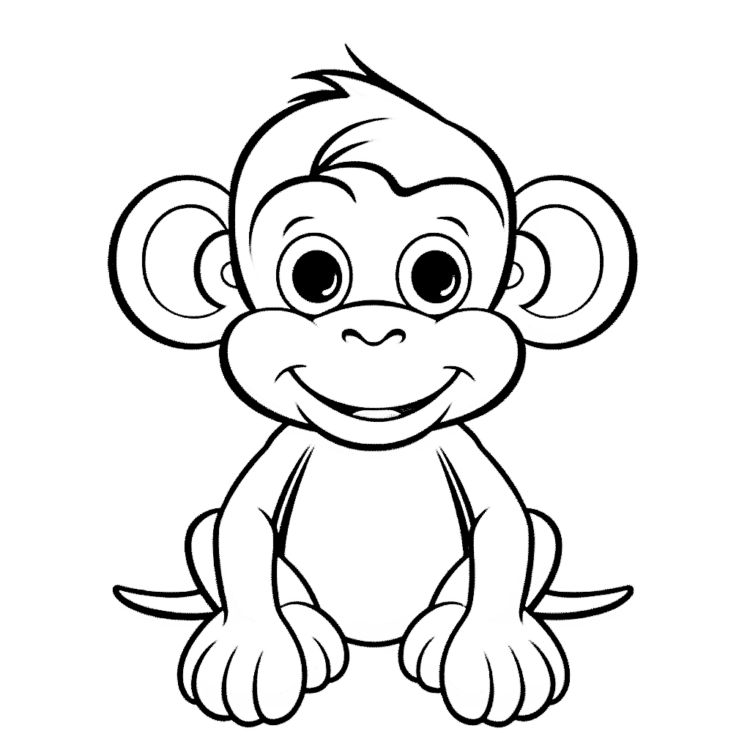 Smiling monkey coloring page