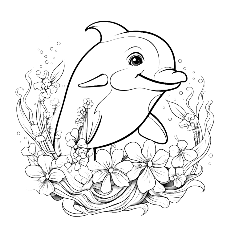 Ausmalbild Lächelnder Delfin
