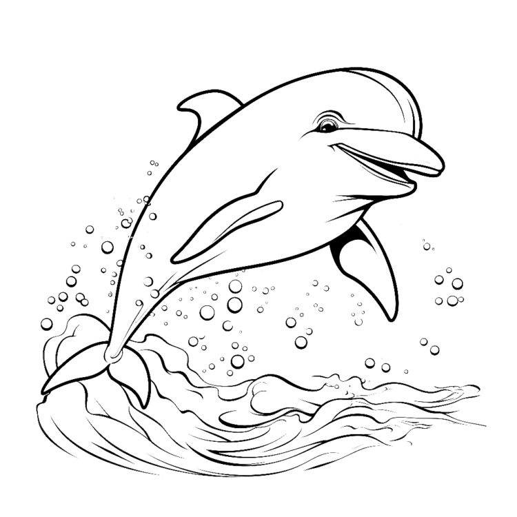 Smiling Sandy dolphin coloring page
