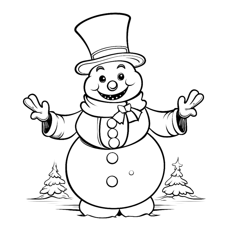 Smiling snowman coloring page