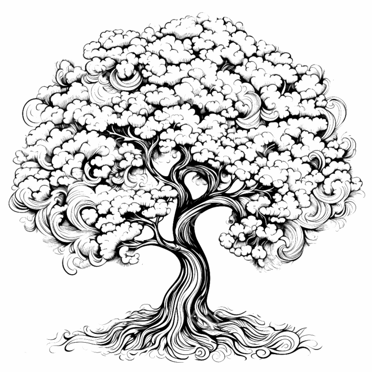Ausmalbild Lebendiger Baum