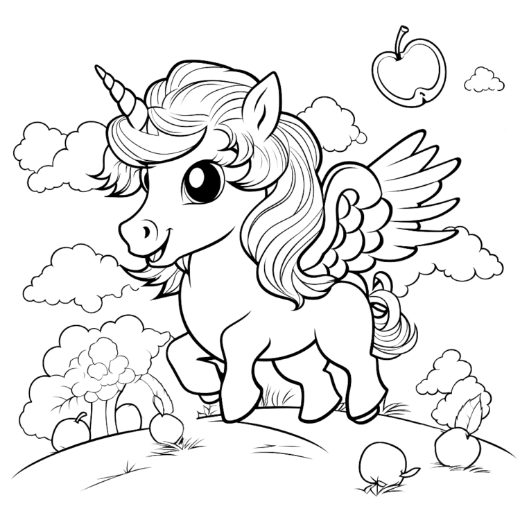 Dibujo para colorear Pegaso viviente