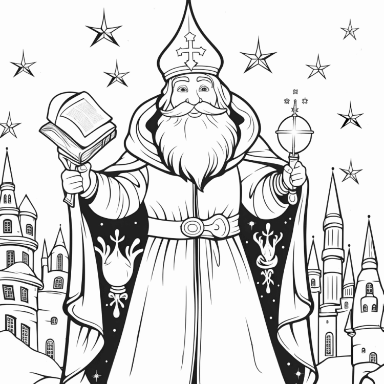 Ausmalbild Lebendiger St. Nikolaus
