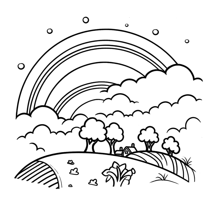Dibujo para colorear arco iris luminoso