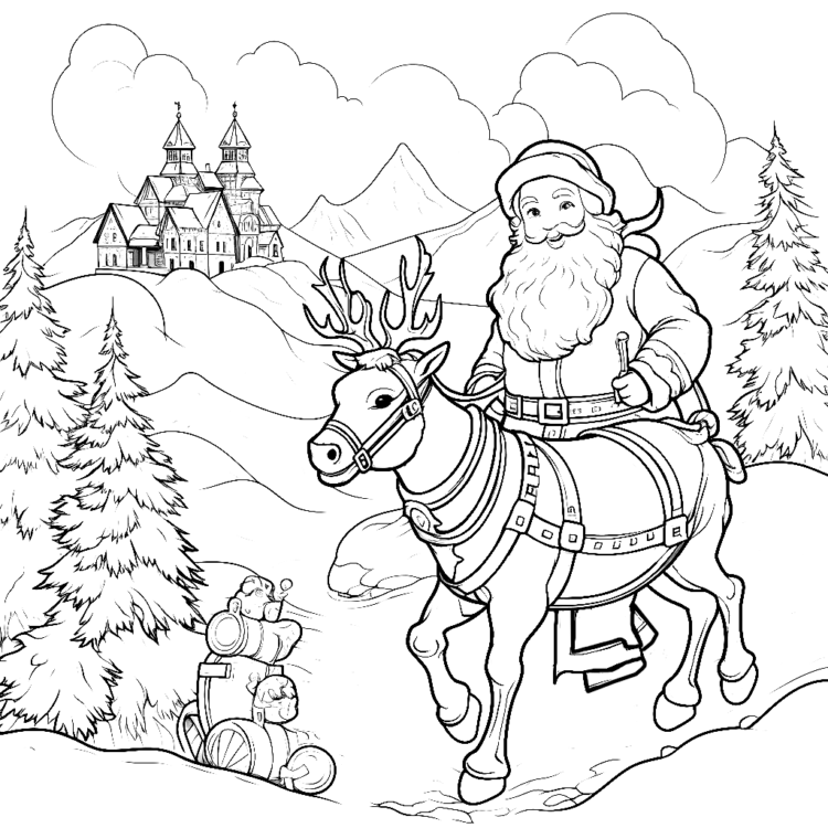 Ausmalbild Leuchtender St. Nikolaus