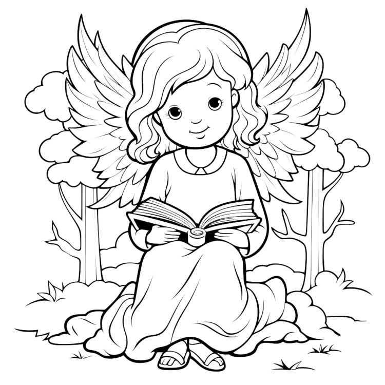 Coloring picture loving angel
