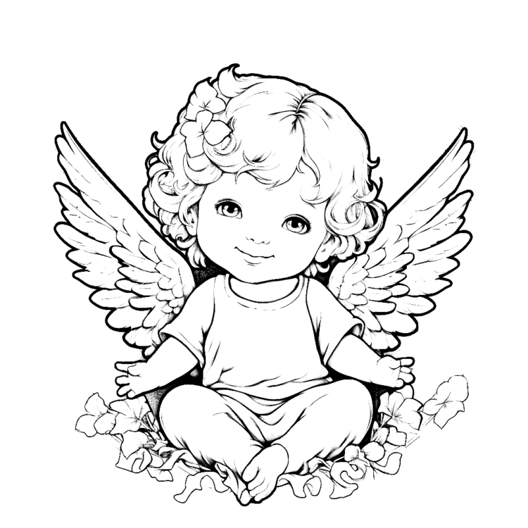 Loving guardian angel coloring page