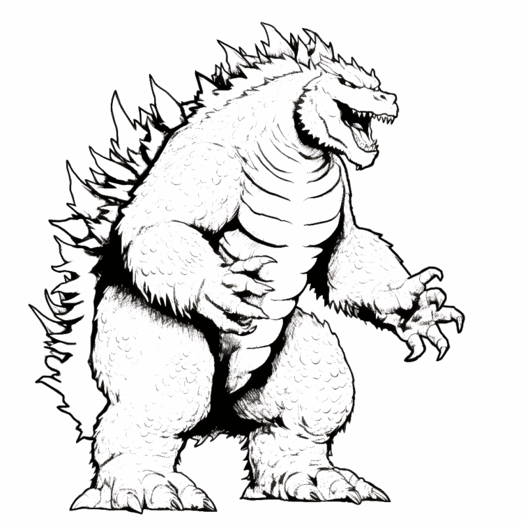 Coloring picture Mighty Godzilla