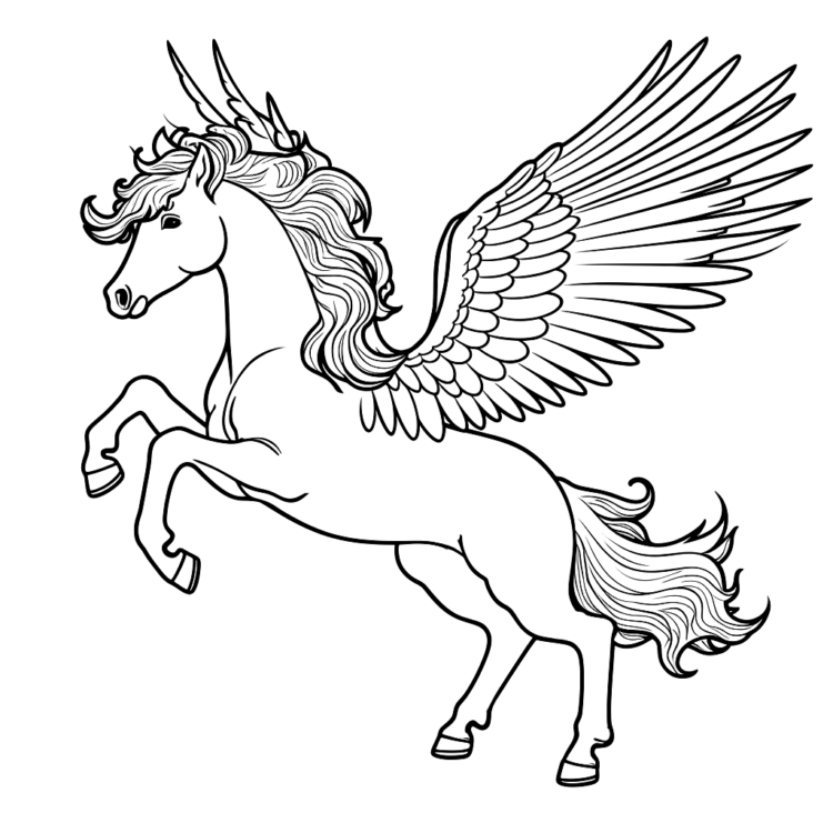 Dibujo para colorear Pegaso mágico