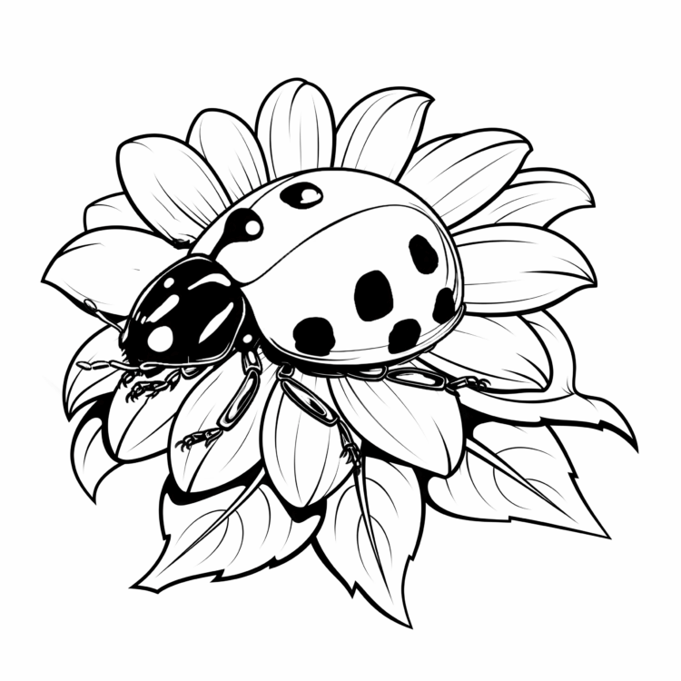 Ausmalbild Marienkäfer Mandala