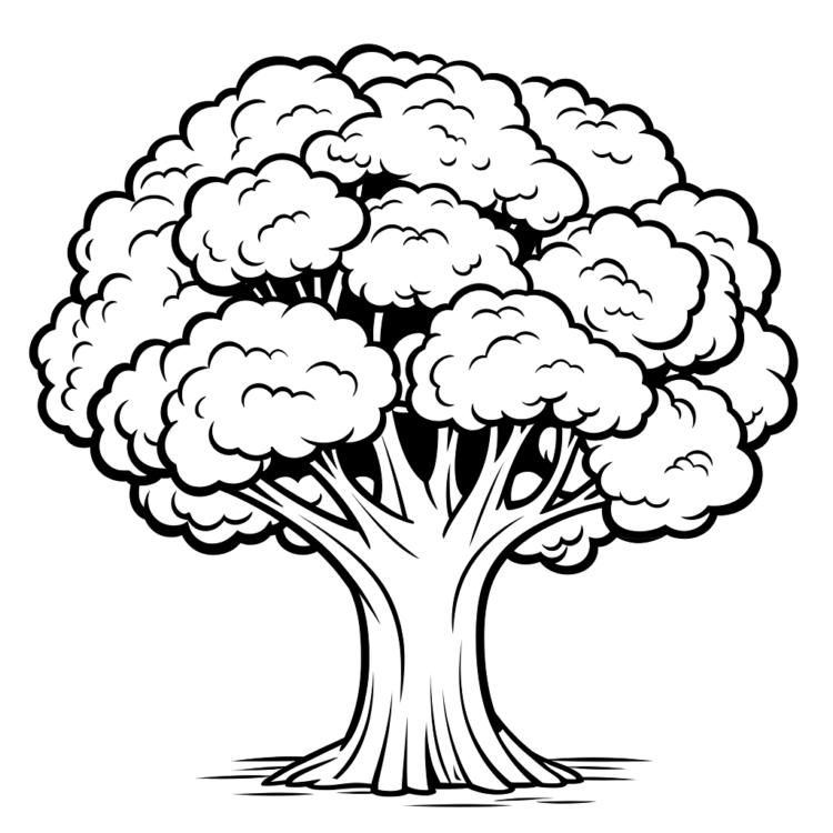 Ausmalbild Mittel Baum