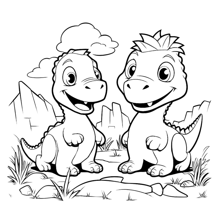 Ausmalbild Mittel Dinosaurier