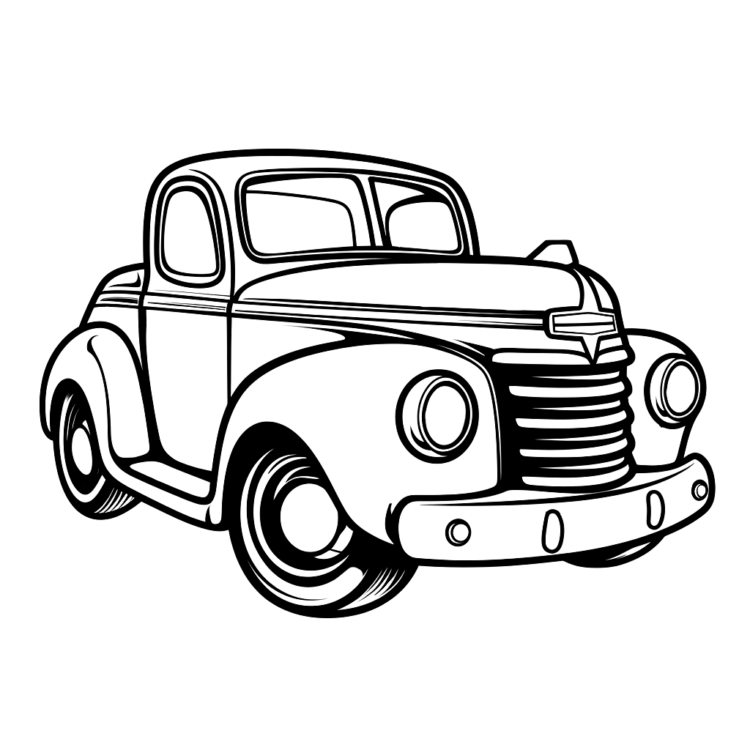 Ausmalbild Mittel Kinderauto