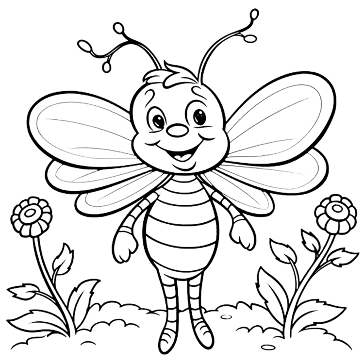 Coloring page Medium Smiling butterfly