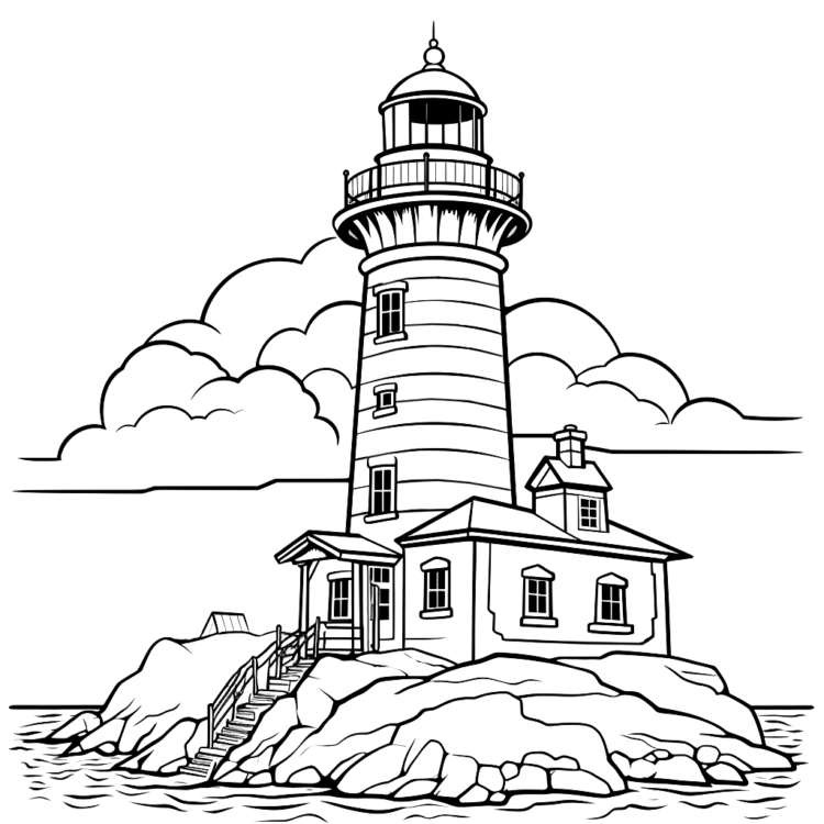 Ausmalbild Mittel Leuchtturm