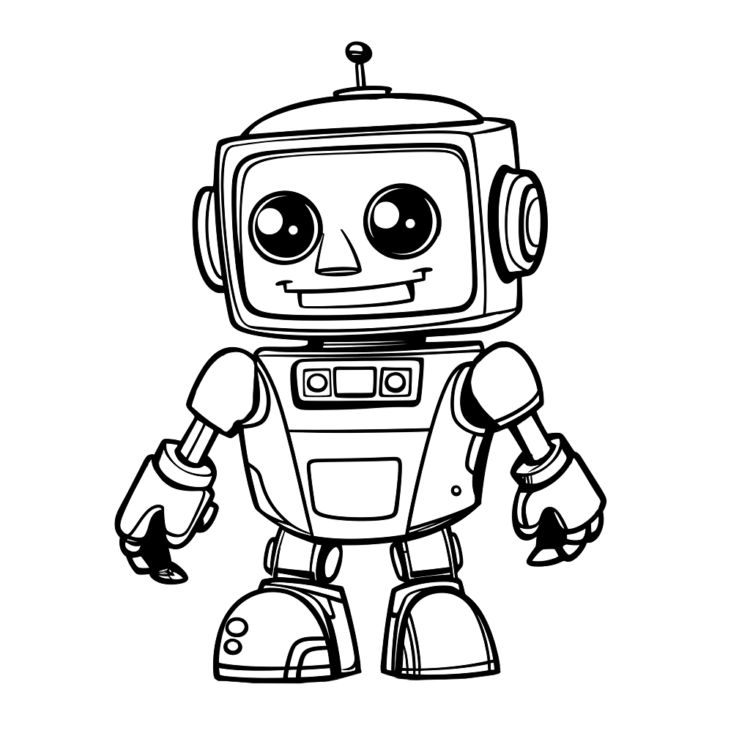 Ausmalbild Mittel Roboter