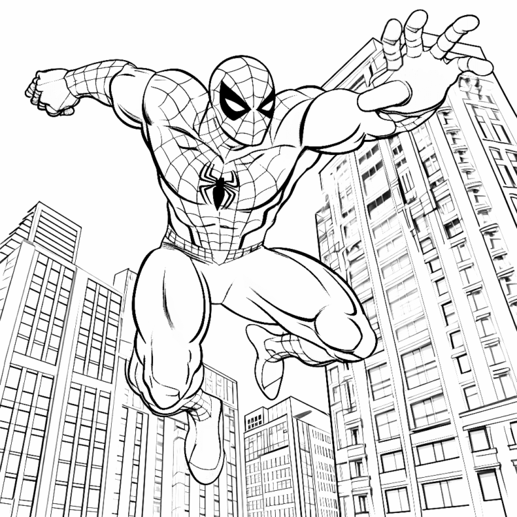 Ausmalbild Mutiger Spiderman
