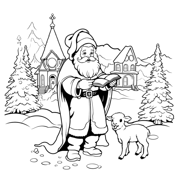 Coloring picture Curious St. Nicholas