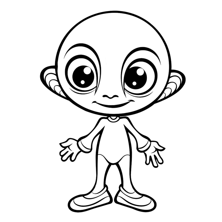 Dibujo para colorear simpático extraterrestre