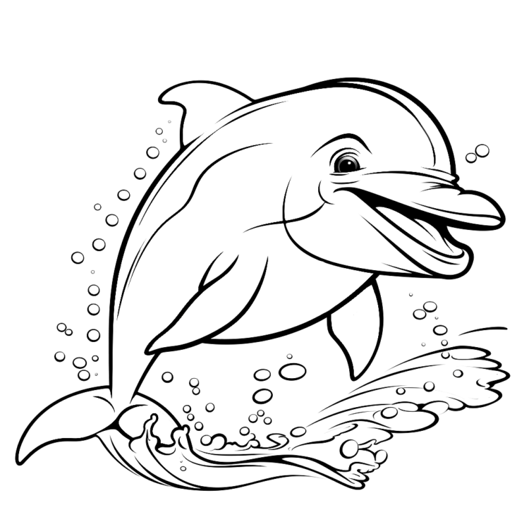 Dibujo para colorear Lindo y alegre delfín